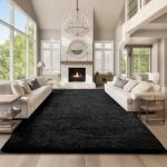 Ophanie Area Rugs 9x12 Living Room, Large Black Bedroom Carpet, Big Shag Indoor Thick Soft Nursery Rug, Fluffy Carpets for Boy and Girls Room Dorm Home Decor Aesthetic