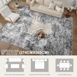 Area Rug Living Room Rugs - 9x12 Large Soft Indoor Neutral Modern Abstract Low Pile Washable Rug Carpet for Bedroom Dining Room Farmhouse Home Office - Grey