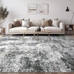 Area Rug Living Room Rugs - 9x12 Large Soft Indoor Neutral Modern Abstract Low Pile Washable Rug Carpet for Bedroom Dining Room Farmhouse Home Office - Grey