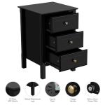 Yaheetech Nightstand with 3 Drawers, Wooden 3-Drawer Bedside Table with Solid Wood Legs, Bedside Cupboard Storage Organizer for Bedroom Home Office Small Space, Easy Assembly, Black