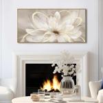 Framed Abstract Wall Art Gold Pictures Wall Decor Line Painting on Canvas 20"x 40" Contemporary Floral Artwork for Living room Office Bedroom Aesthetic