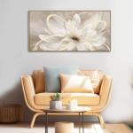 Framed Abstract Wall Art Gold Pictures Wall Decor Line Painting on Canvas 20"x 40" Contemporary Floral Artwork for Living room Office Bedroom Aesthetic