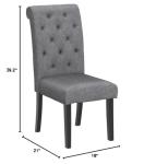 Roundhill Furniture Leviton Solid Wood Tufted Dining Chair, Set of 2, Gray