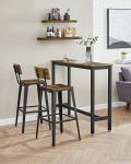 VASAGLE Set of 2 Bar Stools, Bar Height Stools, 29.1 Inches Tall Barstools with Back, Counter Bar Chairs for Kitchen Island, Steel Frame, Industrial Style, Easy Assembly, Rustic Brown and Ink Black