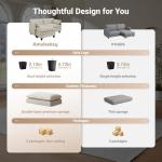 Amsleekey Modular Sectional Sofa, 111.5" U-Shaped Corduroy Comfy Sectional Couches for Living Room, 3-Seater Cloud Couches with 2 Movable Ottomans, Flexible Combination Modern Deep Seat Sofa (Beige)