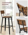 VASAGLE Set of 2 Bar Stools, Bar Height Stools, 29.1 Inches Tall Barstools with Back, Counter Bar Chairs for Kitchen Island, Steel Frame, Industrial Style, Easy Assembly, Rustic Brown and Ink Black