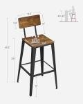 VASAGLE Set of 2 Bar Stools, Bar Height Stools, 29.1 Inches Tall Barstools with Back, Counter Bar Chairs for Kitchen Island, Steel Frame, Industrial Style, Easy Assembly, Rustic Brown and Ink Black