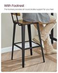 VASAGLE Set of 2 Bar Stools, Bar Height Stools, 29.1 Inches Tall Barstools with Back, Counter Bar Chairs for Kitchen Island, Steel Frame, Industrial Style, Easy Assembly, Rustic Brown and Ink Black