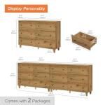 WAMPAT 12 Drawer Wood Dresser for Bedroom, 2-in-1 Extra Wide Chest of Drawers, Modern Storage Organizer Units with Solid Wood Legs for Closet, Living Room, Kids Room, Nursery, Oak Brown, 94.4"