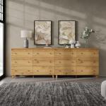 WAMPAT 12 Drawer Wood Dresser for Bedroom, 2-in-1 Extra Wide Chest of Drawers, Modern Storage Organizer Units with Solid Wood Legs for Closet, Living Room, Kids Room, Nursery, Oak Brown, 94.4"