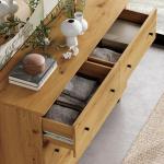 WAMPAT 12 Drawer Wood Dresser for Bedroom, 2-in-1 Extra Wide Chest of Drawers, Modern Storage Organizer Units with Solid Wood Legs for Closet, Living Room, Kids Room, Nursery, Oak Brown, 94.4"