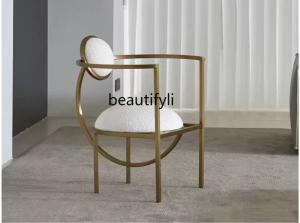 Nordic light luxury dining chair fashion ins dining chair home wrought iron simple modern adult gold