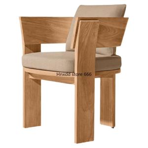 Outdoor tables and chairs rain and sun protection retractable solid wood dining table courtyard garden teak villa open-air