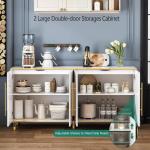 63" Sideboard Buffet Cabinet with Storage, Console Cabinets with Adjustable Shelves & Doors, High Glossy White and Gold Sideboar