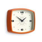 JONES CLOCKS® Movie Wall Clock | Rectangular Retro Clock | 10 inch | Orange | Cool mid-Century Designer Look for Kitchen, Living Room or Office