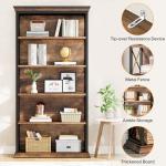 Tribesigns 6-Tier Bookcase, 71 Inches Industrial Bookshelves and Bookcases, Floor Standing 5 Shelf Display Storage Shelves Tall Bookcase for Home Office, Living Room, Bed Room, Brown and Black