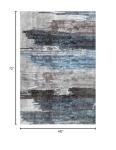 Ciicool Modern Abstract Deep Blue Gray Rug for Living Room, 4'x6' Machine Washable Area Rug Non-Slip Rug, Low-Pile Contemporary Indoor Dining Floor Carpet for Bedroom Office Under Table Home Decor