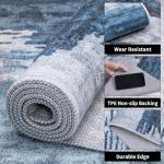 Ciicool Modern Abstract Deep Blue Gray Rug for Living Room, 4'x6' Machine Washable Area Rug Non-Slip Rug, Low-Pile Contemporary Indoor Dining Floor Carpet for Bedroom Office Under Table Home Decor