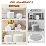 oakvivo Round Set of 2 Ottoman with Storage, Boucle Storage Ottoman Foot Stool, Soft Teddy Upholstered Small Vanity Stool, Ottomans Coffee Table Padded Seat Foot Rest for Living Room Bedroom, White