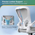 DEVAISE Office Chair Ergonomic Computer Desk Chair with Flip-up Armrests, Comfy Mesh with Adjustable Lumbar Support, White