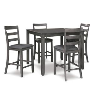 Signature Design by Ashley Bridson 5 Piece Counter Height Dining Room Set, Includes Table & 4 Bar Stools, Gray