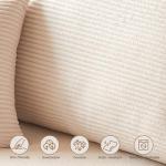 108" L-Shaped Boneless Couch, Modular Sectional Sofa with Moveable Ottoman, Corduroy Cloud Couches for Living Room, No Assembly, Ship in a Box, Beige