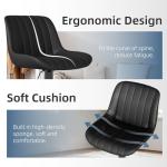 Youhauchair Bar Stools Set of 3, Swivel Counter Height Barstools with Back, Adjustable PU Leather Bar Chairs, Modern Armless Kitchen Island Stool, Black