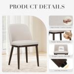 COLAMY Upholstered Dining Chairs Set of 2, Modern Kitchen Chairs with Back, Fabric Side Chair with Wood Legs for Dining Room Kitchen Restaurant, Beige