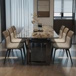 Big Nordic Luxury Table Chairs Rectangular European Modern Marble Dining Table 8 Seater Italian Mesas De Jantar Home Furniture