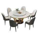 Light Luxury Modern Chair Minimalist Rock Dining Table Combination Household Circular Shape Mesas De Jantar Furniture Sets