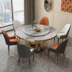 Light Luxury Modern Chair Minimalist Rock Dining Table Combination Household Circular Shape Mesas De Jantar Furniture Sets