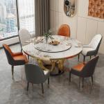 Light Luxury Modern Chair Minimalist Rock Dining Table Combination Household Circular Shape Mesas De Jantar Furniture Sets