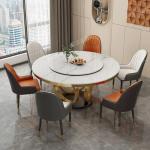 Light Luxury Modern Chair Minimalist Rock Dining Table Combination Household Circular Shape Mesas De Jantar Furniture Sets