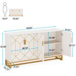 Tribesigns 59" White Gold Buffet Cabinet with Storage Kitchen Sideboard Storage Cabinet