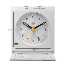 Braun Classic Analogue Travel Alarm Clock with Snooze and Light with Folding Map Lid, White, BC05W
