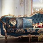 JC Alexander European Solid Wood Carving Fabric Sofa French Court Style Exquisite Three-person Living Room Sofa Combination