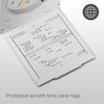 Braun Classic Analogue Travel Alarm Clock with Snooze and Light with Folding Map Lid, White, BC05W