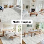8x10 Area Rugs Washable Rug: Anti-Skid Abstract Modern Living Room Rug Soft Thin Carpets Indoor Floor Non-Shedding Carpet for Bedroom Dining Farmhouse Nursery Home Office (White Gray, 8'x10')