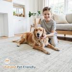 8x10 Area Rugs Washable Rug: Anti-Skid Abstract Modern Living Room Rug Soft Thin Carpets Indoor Floor Non-Shedding Carpet for Bedroom Dining Farmhouse Nursery Home Office (White Gray, 8'x10')