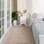 EBOOT 4 x 6 ft Woven Area Rug Tan Neutral Mat Cotton Modern Indoor Entryway Accent Rug Floor Carpet with Tassel for Living Nursery Dining Room Bedside Office Patio Decor