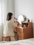 Bright moon dresser, Nordic solid wood makeup table, cosmetic storage bedside table