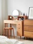 Bright moon dresser, Nordic solid wood makeup table, cosmetic storage bedside table
