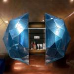 Modern Luxury Wooden Wine Cabinet Diamond Design Wall Mounted Expandable Storage Luxury Art Villa Dining Living Home Furniture