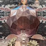 Modern Luxury Wooden Wine Cabinet Diamond Design Wall Mounted Expandable Storage Luxury Art Villa Dining Living Home Furniture