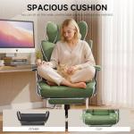 COMHOMA Big and Tall Office Chair, High Back Leather Gaming Chair with Footrest, Executive Ergonomic Office Chair with Pocket Spring Lumbar Support and with Outward Fixed Soft Armrests