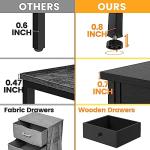 Nightstands Set of 2 with Drawers, Bedside Table Set of 2 with Storage Shelf, Heavy Duty End Side Table for Living Room Bedroom Small Space Sofa Couch, Wood Metal Night Stand, Easy to Assemble, Black