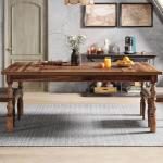 Tribesigns 62” Farmhouse Dining Table for 4-6 People, Large Rectangle Kitchen Table, Dinner Table Kitchen & Dining Room Furniture with Carved Turned Legs