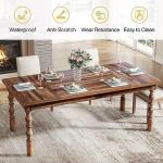 Tribesigns 62” Farmhouse Dining Table for 4-6 People, Large Rectangle Kitchen Table, Dinner Table Kitchen & Dining Room Furniture with Carved Turned Legs