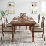 Tribesigns 62” Farmhouse Dining Table for 4-6 People, Large Rectangle Kitchen Table, Dinner Table Kitchen & Dining Room Furniture with Carved Turned Legs