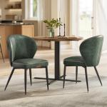 VASAGLE EKHO Collection - Dining Chairs Set of 2, Upholstered Kitchen Chairs, Comfortable Seat, Synthetic Leather with Stitching, Mid-Century Modern, Easy Assembly, Living Room Lounge, Forest Green